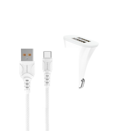 Denmen Dz06t Auto Punjac 2xusb Fast 3.1a+type C Kabl Beli - naslovna