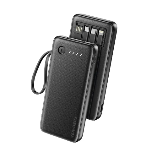 Ven Dens Power Bank 10000mah Eksterna Baterija Sa Kablom Crn